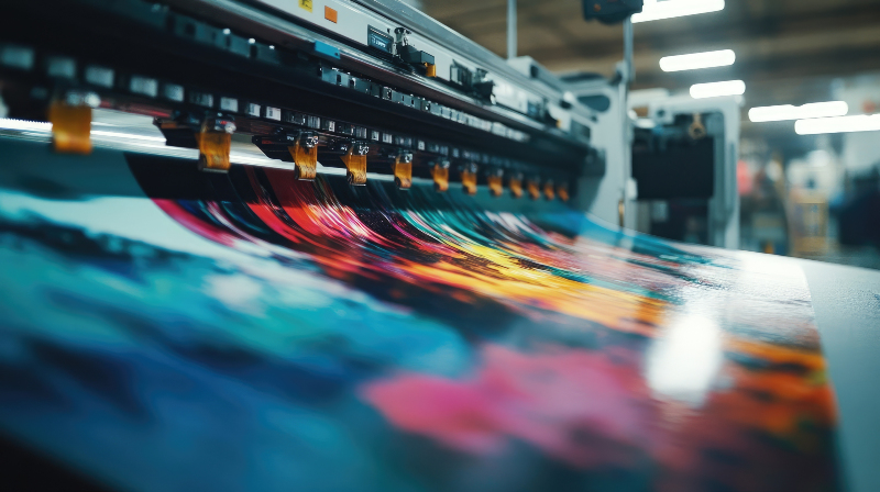 Eine Druckmaschine im Betrieb