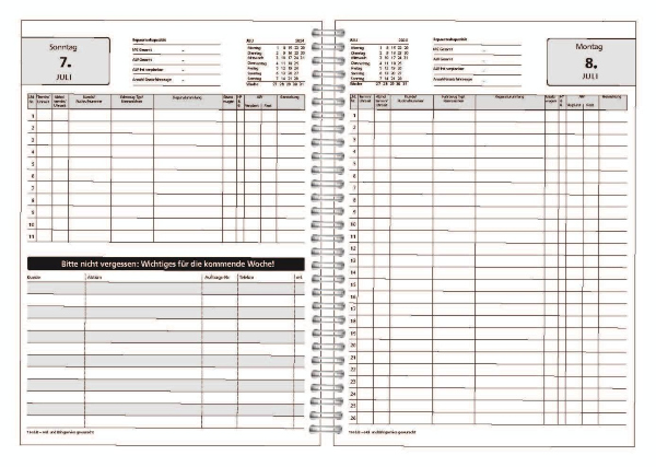 Werkstatt Terminkalender für die Fahrzeugannahme im Service und der Reparatur DIN A4 Format 