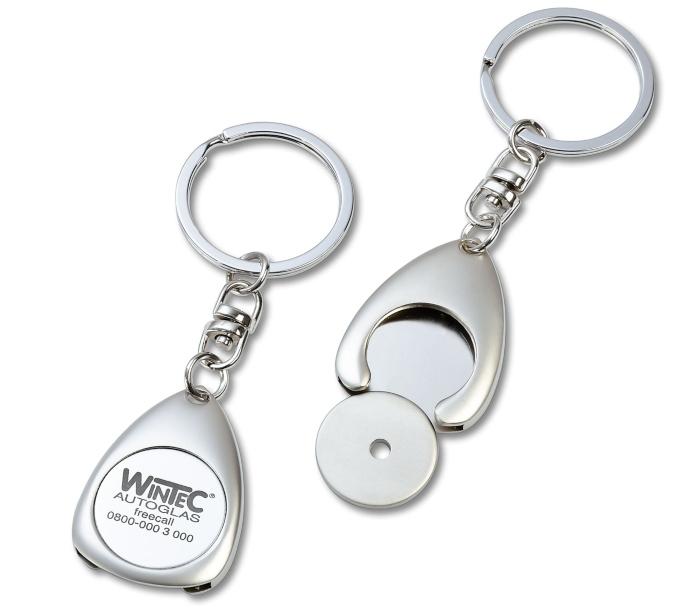 Schlüsselanhänger mit Einkaufswagen-Chip aus Metall 