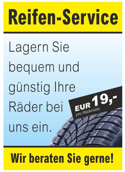 Plakat DIN A1 "Reifen-Service - Rädereinlagerung" - Papier