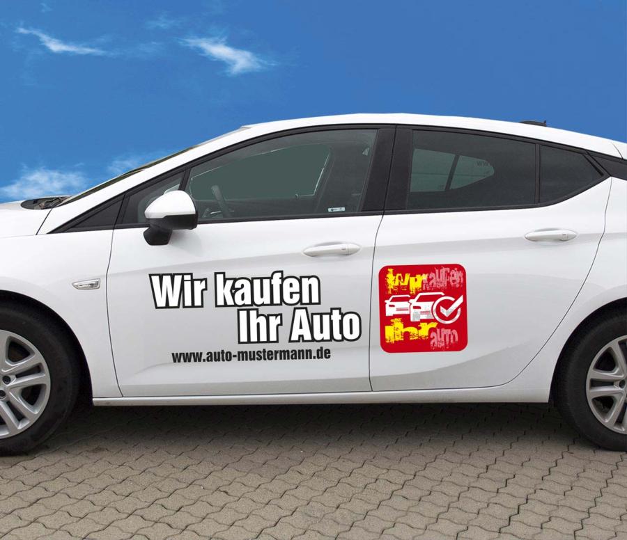 Autobeschriftung "Wir kaufen Ihr Auto" Autoaufkleber Druck Farbe rot