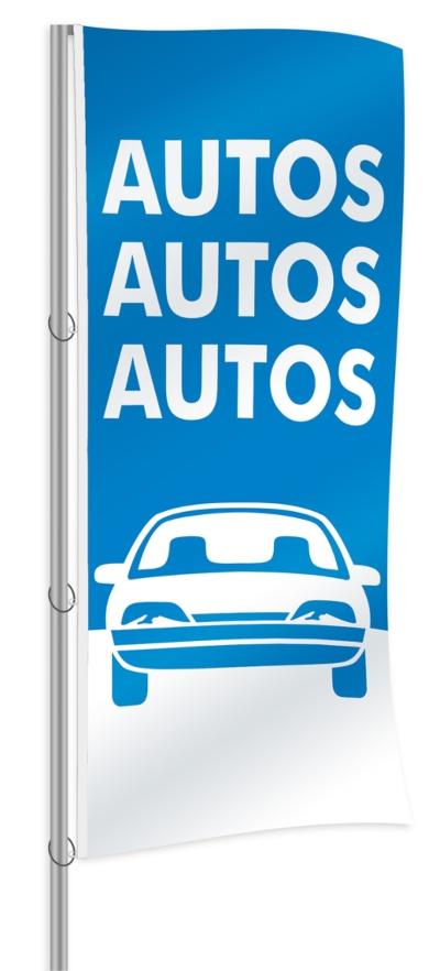 Fahnen 120 x 300 cm, blau - AUTOS AUTOS AUTOS - Werbung in der Autowerkstatt und im Autohaus