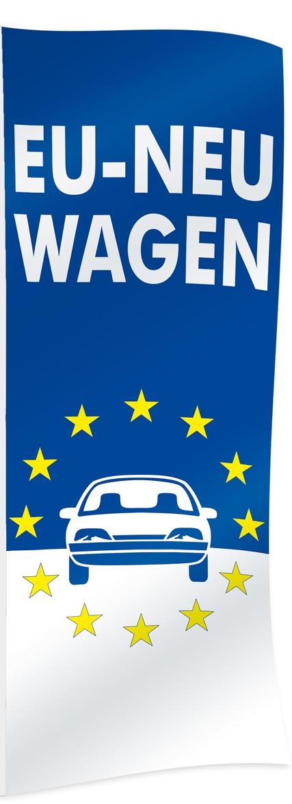 Fahnen 150 x 400 cm, blau - EU-NEUWAGEN - Werbeflaggen