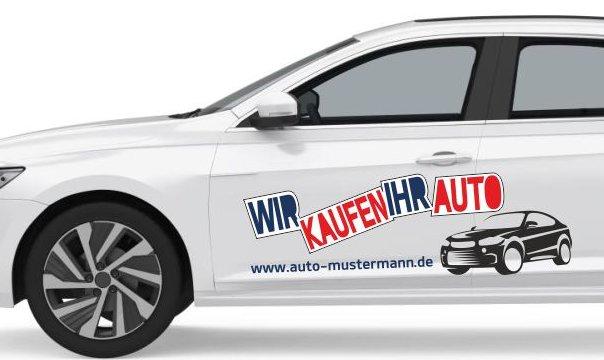 Autobeschriftung "Wir kaufen Ihr Auto" Autoaufkleber Druck Farbe schwarz 