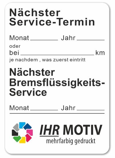 Service-Aufkleber aus PVC-Folie, Größe: 45 x 65 mm, Motiv "Service / Bremsflüssigkeit" - einmal beschreibbar