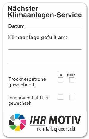 Service-Aufkleber aus PVC-Folie, Größe: 50 x 80 mm, Motiv "Klimaanlagen-Service" - zur einmaligen Beschriftung