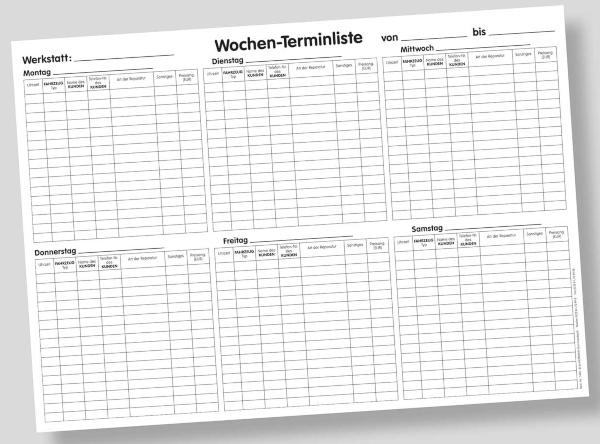 Wochen-Terminplaner, DIN A2-Querformat