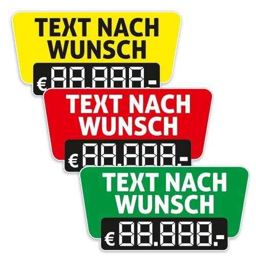 Scheibenaufkleber "Preissticker" mit Text nach Wunsch - rot
