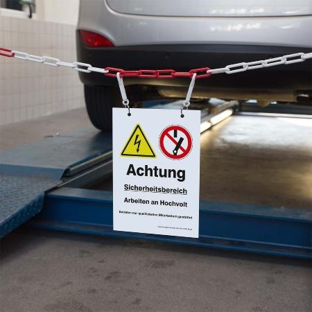 Kennzeichnungsschild "Sicherheitsbereich Hochvolt (HV)" - Kfz-Werkstatt-Zubehör