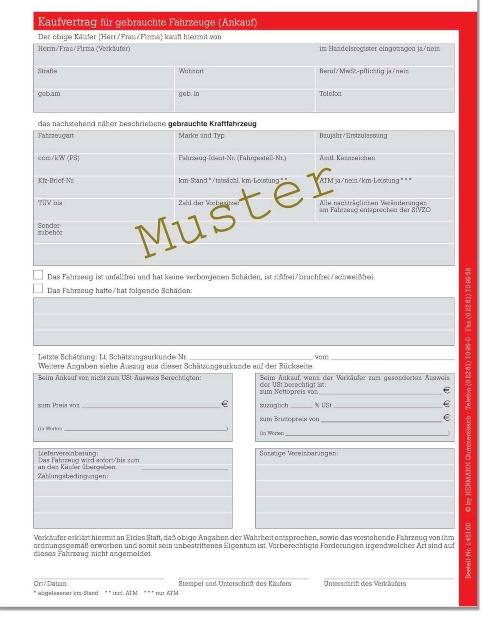 Kaufvertrag für Gebrauchtwagen (Ankauf)