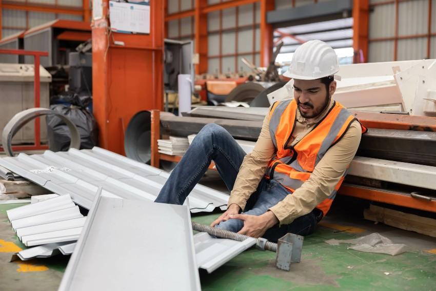 Verunfallter Arbeiter in einer Fabrik