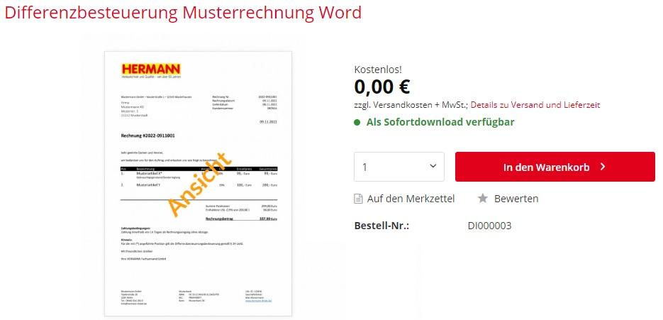 Differenzbesteuerung Musterrechnung Word