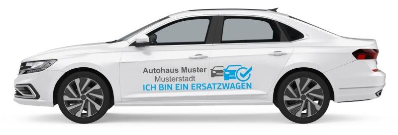 Autoaufkleber Autobeschriftung "Ersatzwagen", Design 1