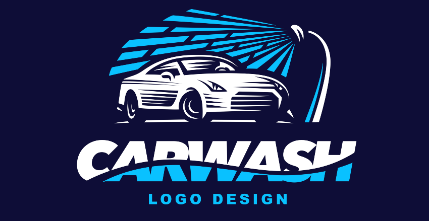 Symbolbild, Sticker mit Bild und Logo für eine Autowaschanlage ("Car Wash")