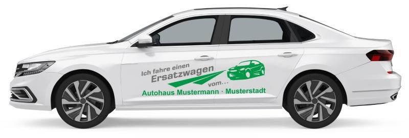 Autoaufkleber Autobeschriftung "Ersatzwagen", Design 2