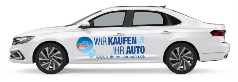 Autobeschriftung "Wir kaufen Ihr Auto" Autoaufkleber Druck Farbe blau