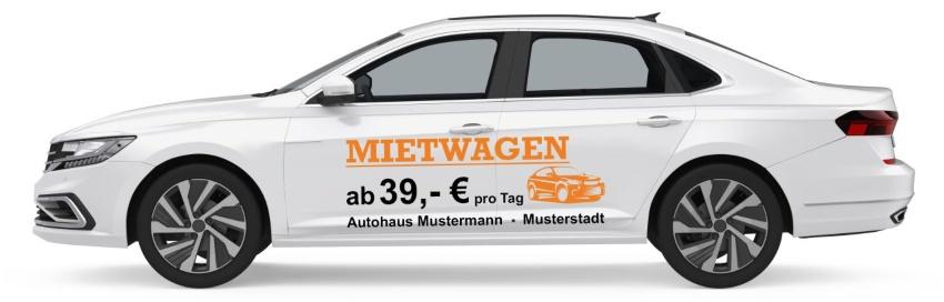 Autobeschriftung "Mietwagen", Design 1