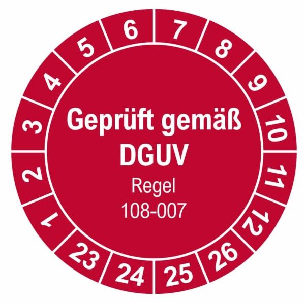 Prüfplaketten DGUV Regel 108-007