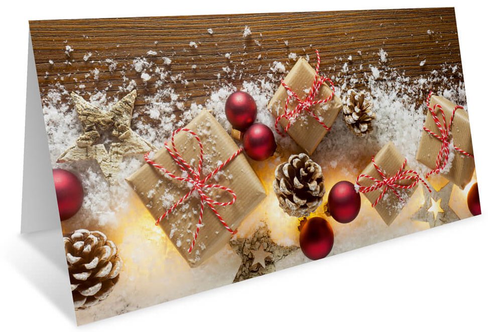 Weihnachts-Klappkarte, Motiv Geschenke