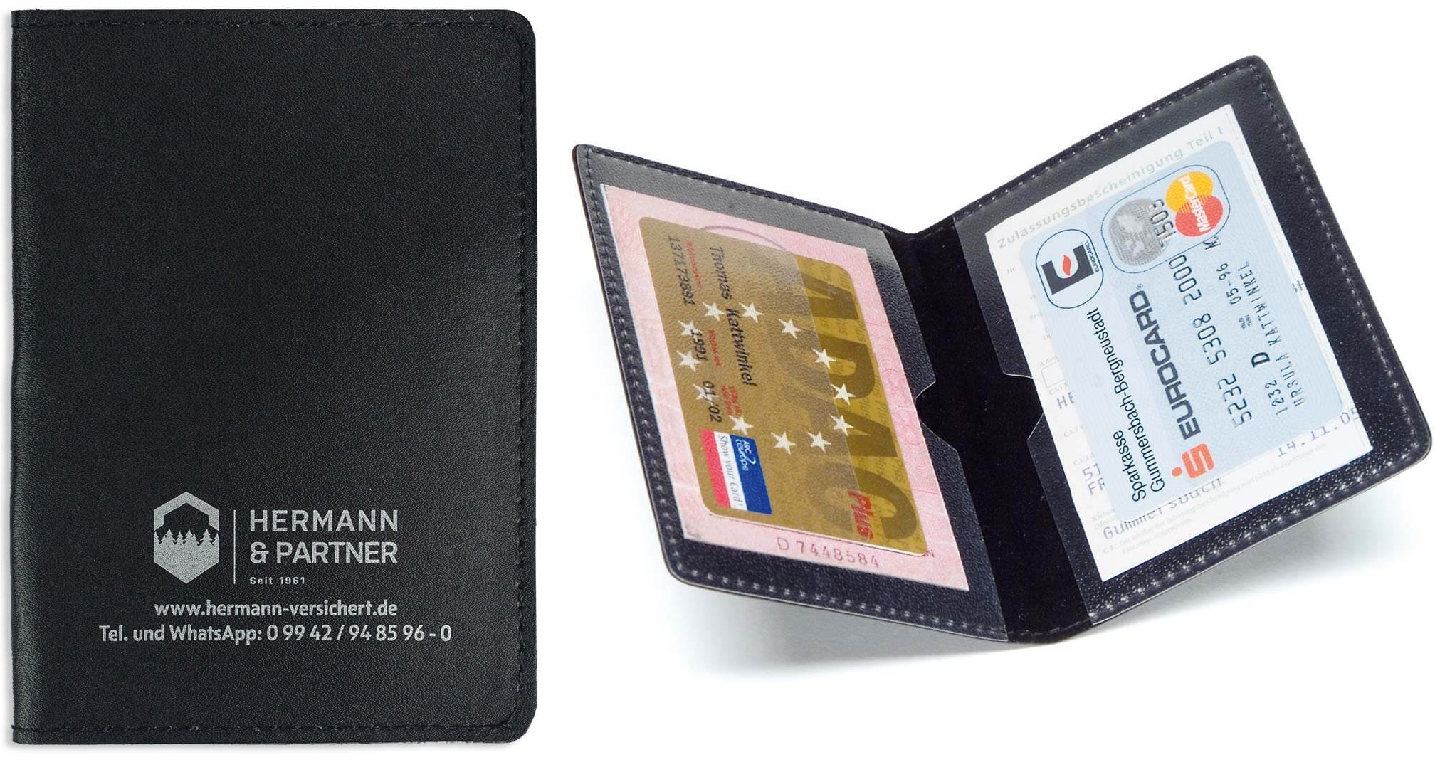 reativDesign® Ausweistasche aus Lederfaser, 2 Klarsichtfächer