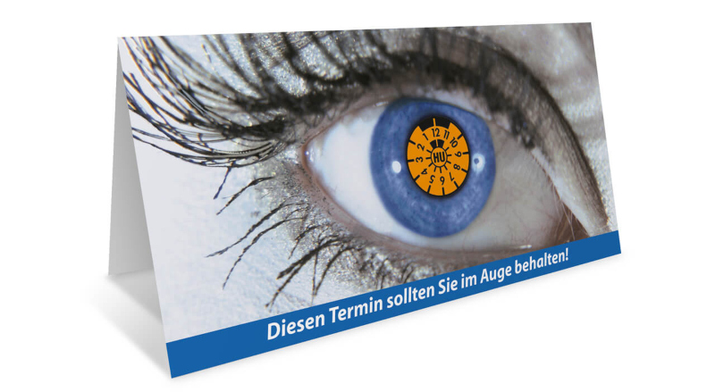 HU/AU-Erinnerungs-Klappkarte, Motiv Auge 