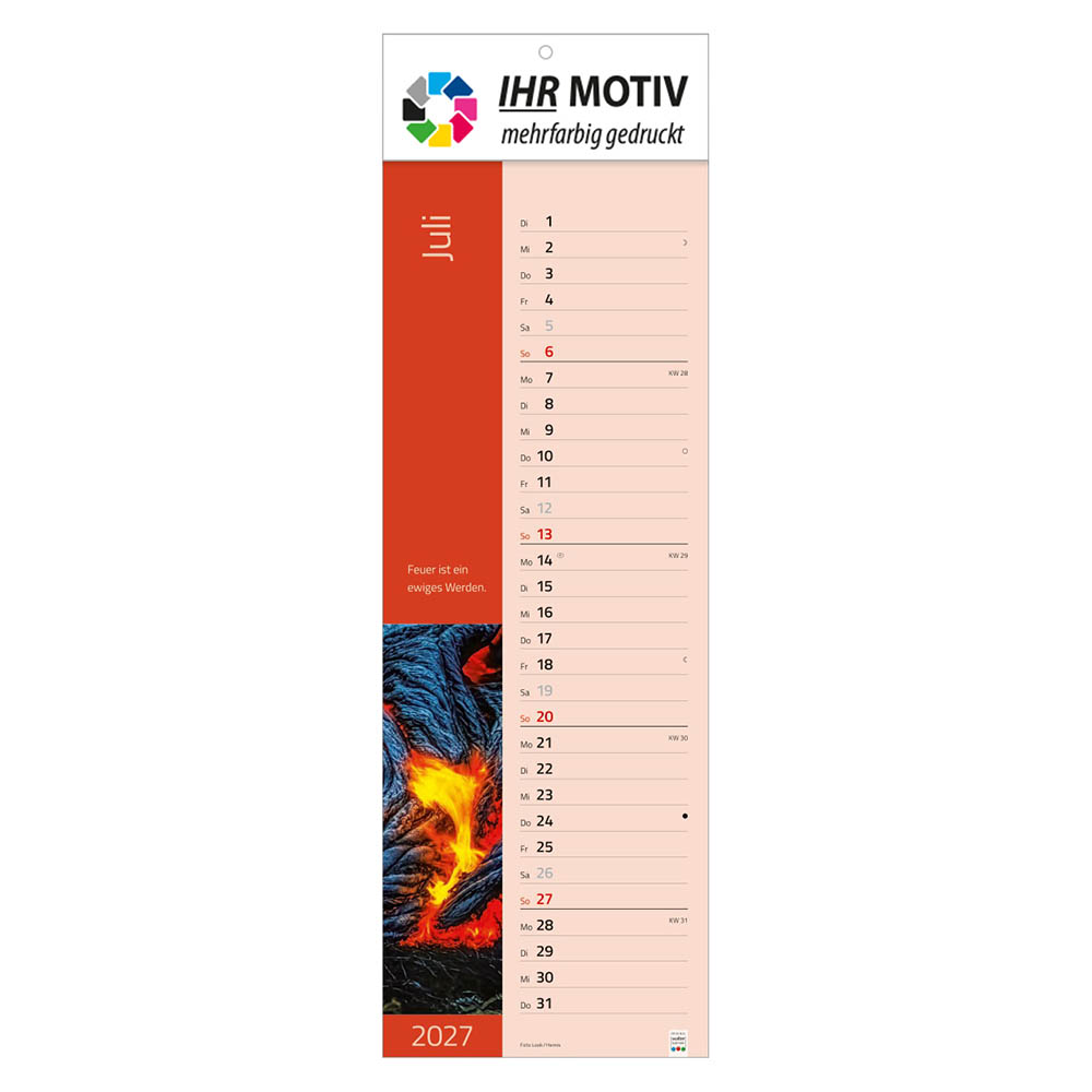 Streifenkalender Augenblicke, Ausgabe 2027 Monat Juli