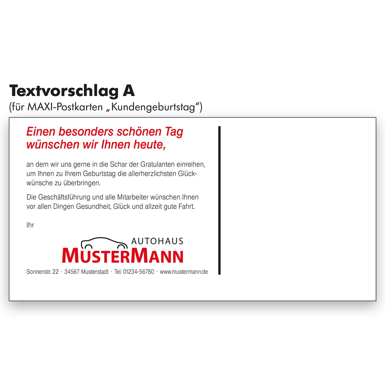 Vorschau: Geburtstags-Maxi-Postkarte, Motiv Auto-Torte
