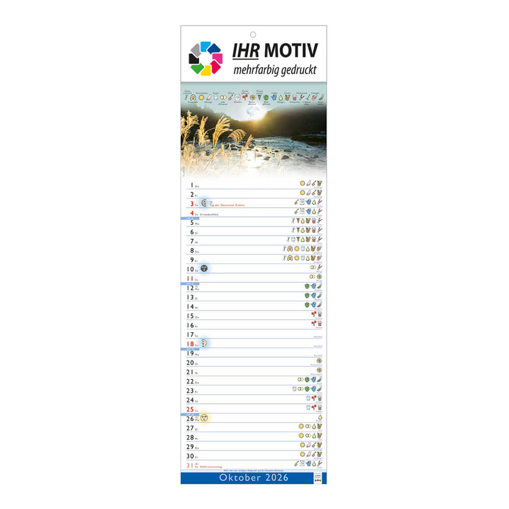 Streifenkalender Mondkalender Monat Oktober