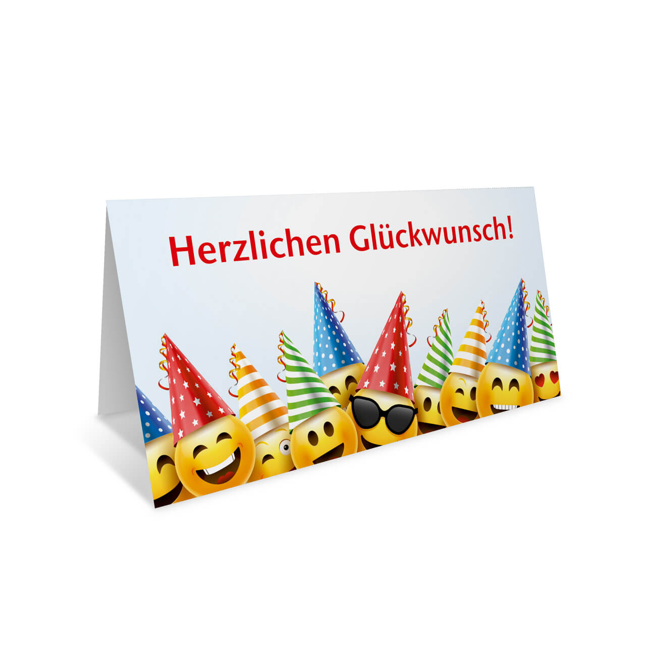 Vorschau: Geburtstags-Klappkarte, Motiv Party Smileys