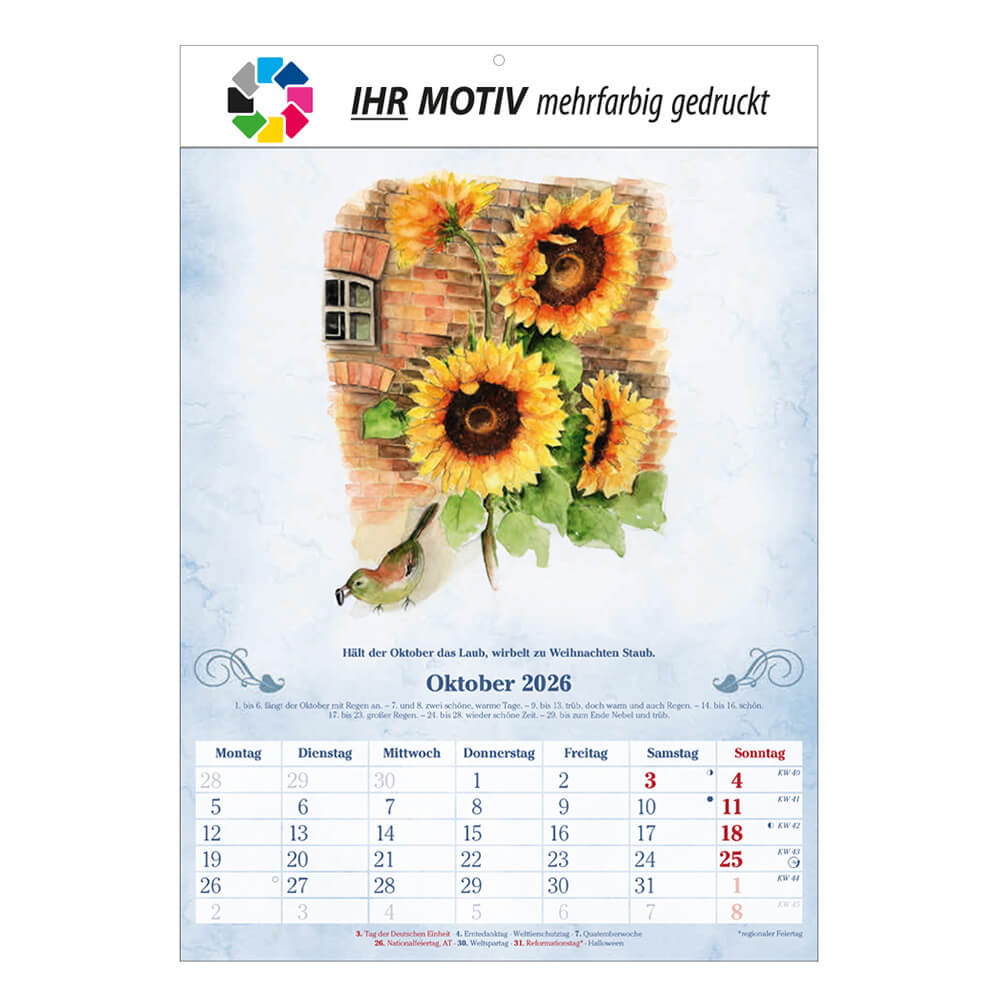 Bildkalender Der 100-Jährige Monat Oktober