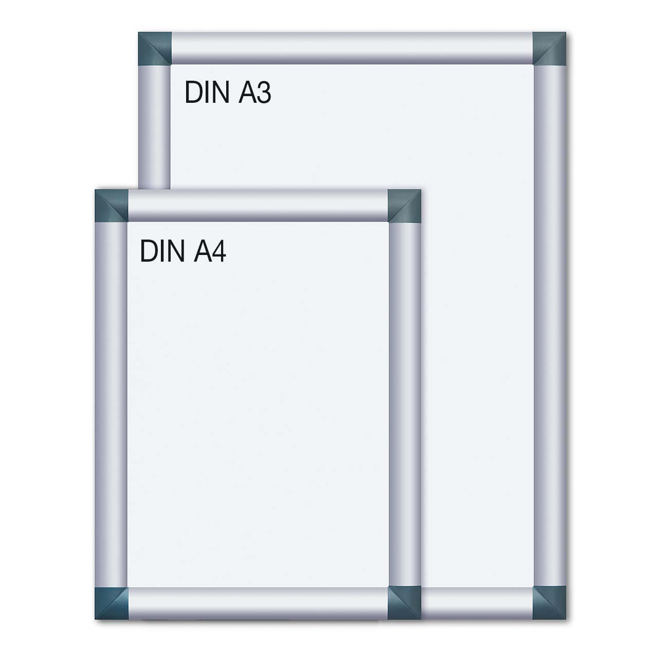 Vorschau: Alu-Plakatrahmen mit kantigen Ecken, DIN A4 und DIN A3