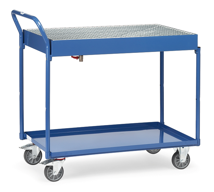 Vorschau: Fetra Tischwagen Ladefläche 1000 x 600 mm Blachwanne Gitterrost