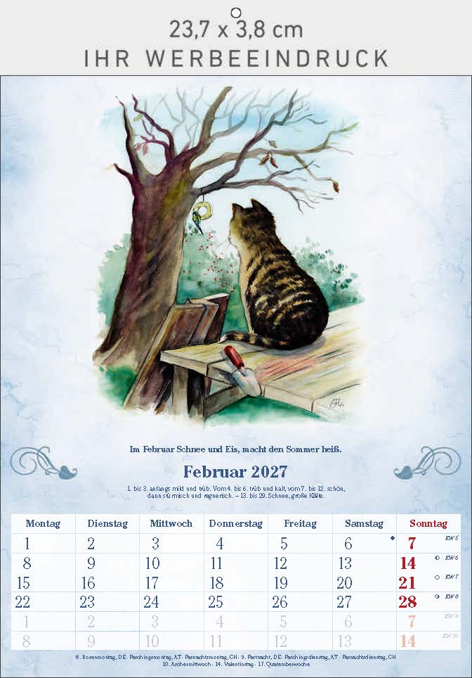 Bildkalender Der 100-Jährige, Ausgabe 2027 Monat Februar