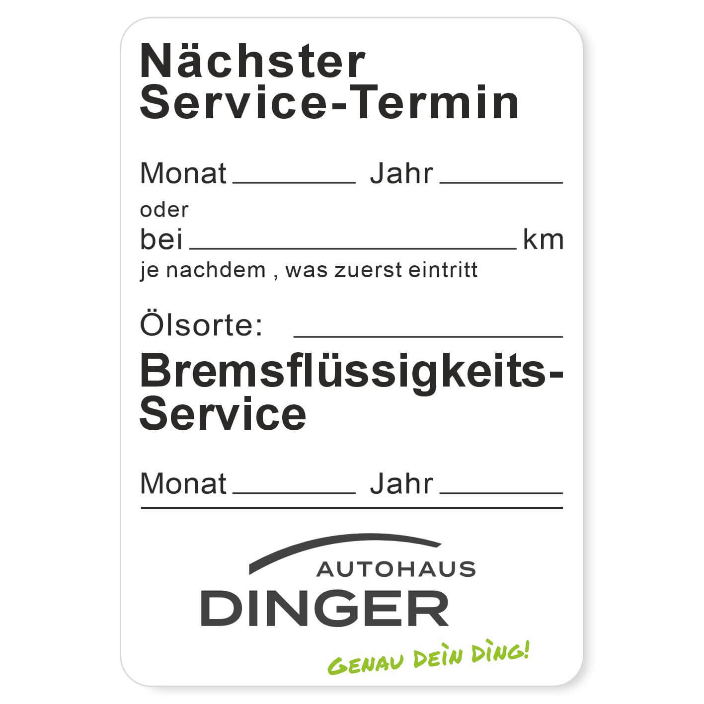 Nächster Service, Ölsorte, Bremsflüssigkeits-Service Beispiel 3