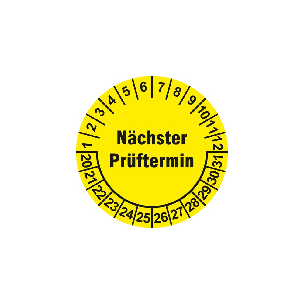 Vorschau: Prüfplaketten Nächster Prüftermin Ø 20 mm