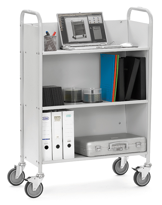 Vorschau: Fetra Bürowagen Ladefläche 770 x 320 mm  grau 3 Böden 3 Wände