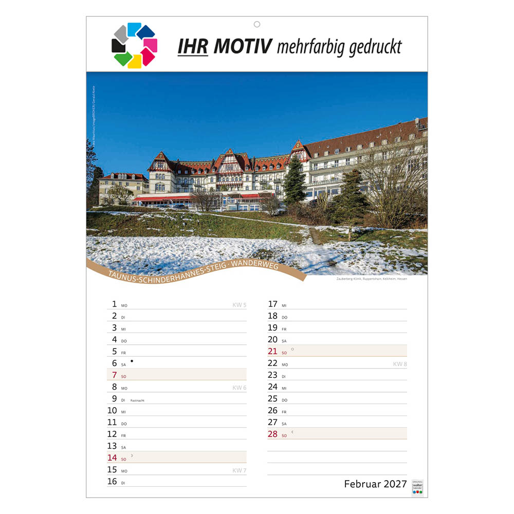 Bildkalender Rad- und Wanderwege, Ausgabe 2027 Monat Februar
