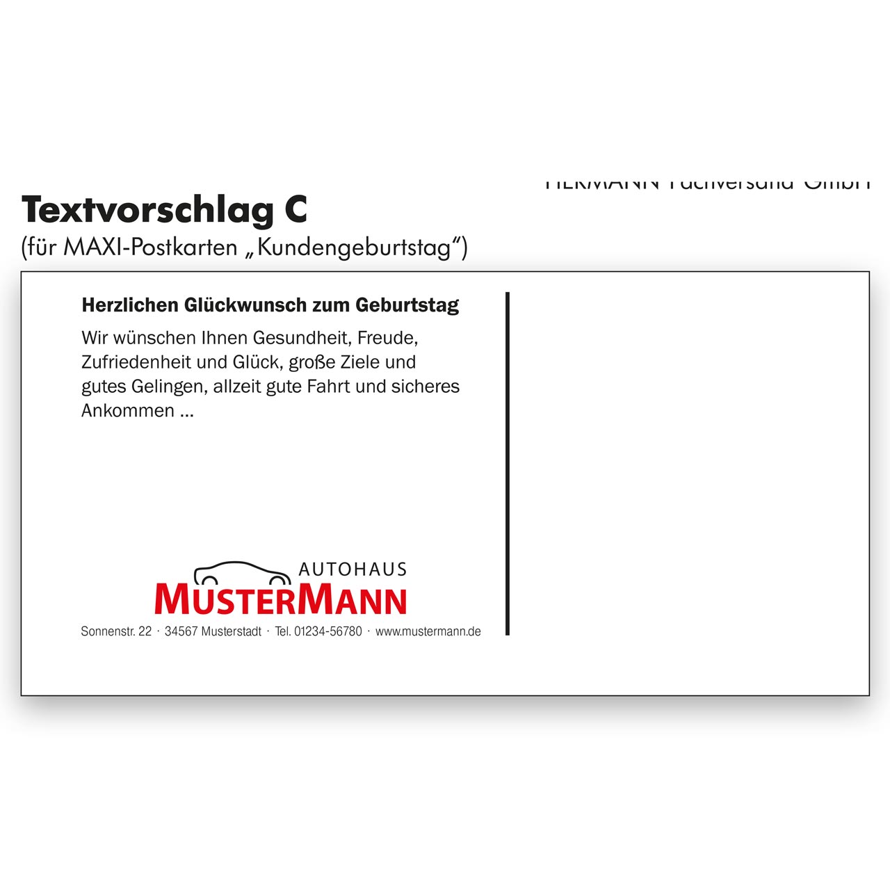 Vorschau: Geburtstags-Maxi-Postkarte, Motiv Auto-Torte