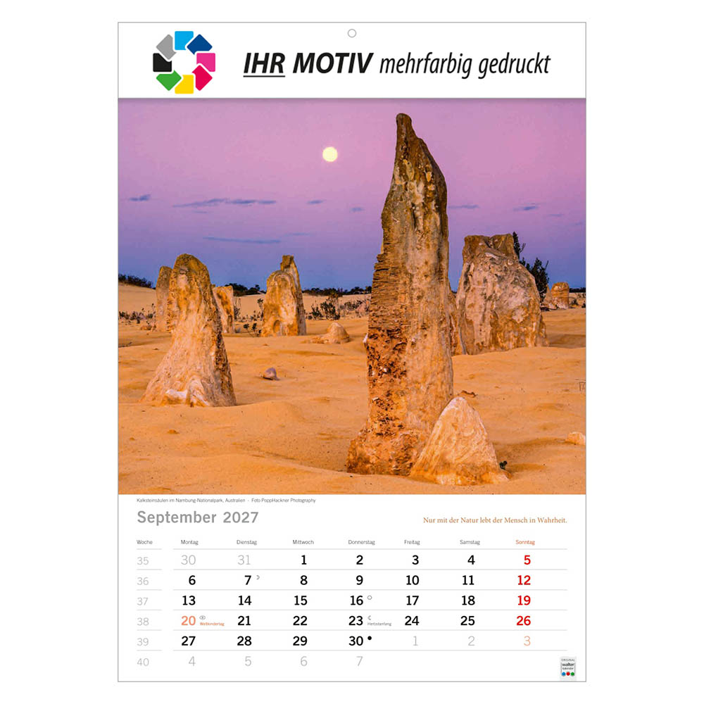 Bildkalender Elemente, Ausgabe 2027 Monat September