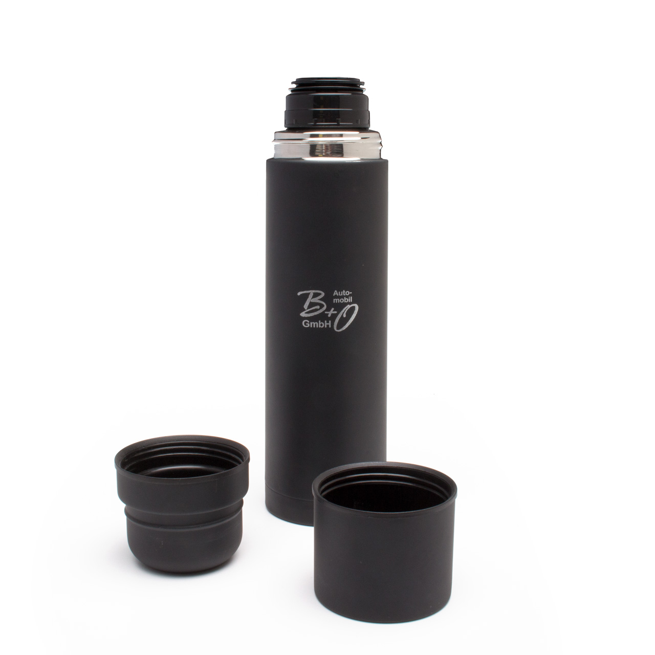 Vorschau: Thermoflasche Duo-Cup aus Metall, schwarz