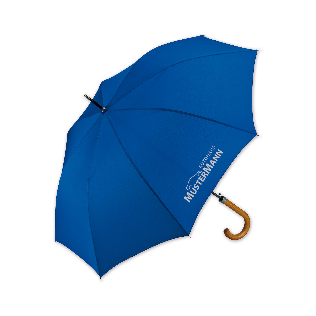 Automatik Stockschirm mit Holzgriff euroblau