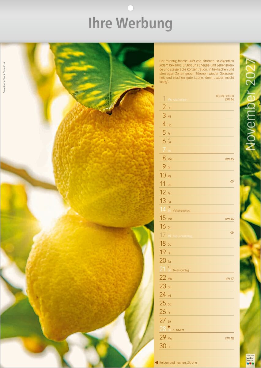 Bildkalender Erlebniswelt der Düfte, Ausgabe 2027 Monat November