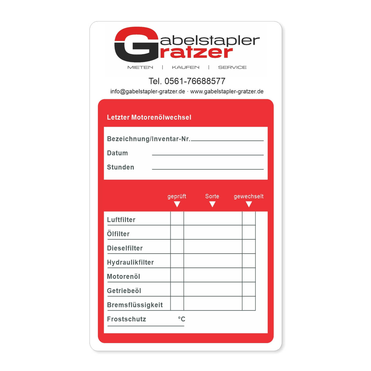 Vorschau: Kundendienst Aufkleber Baumaschinen, Motorölwechsel 100 Stück/Pack