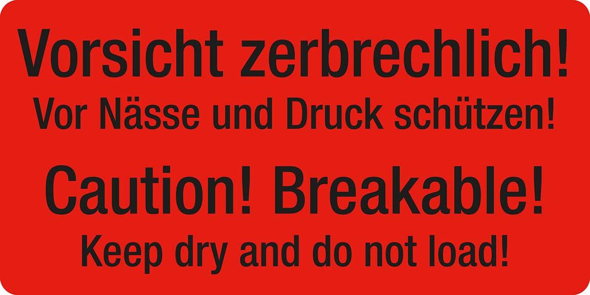 Vorsicht zerbrechlich! Verpackungsetikett