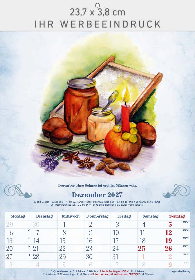 Bildkalender Der 100-Jährige, Ausgabe 2027 Monat Dezember