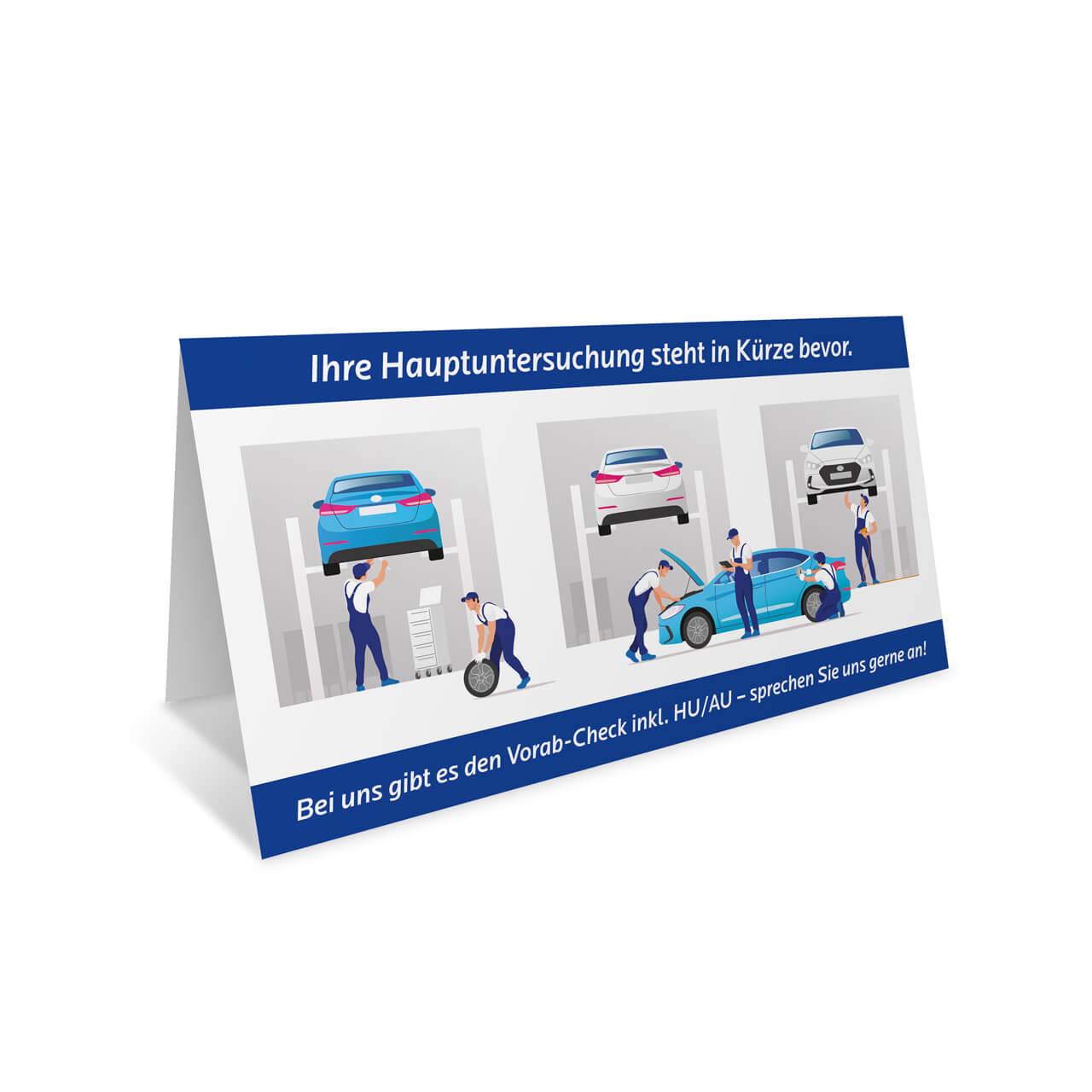 Vorschau: HU/AU-Erinnerungs-Klappkarte, Motiv Werkstatt