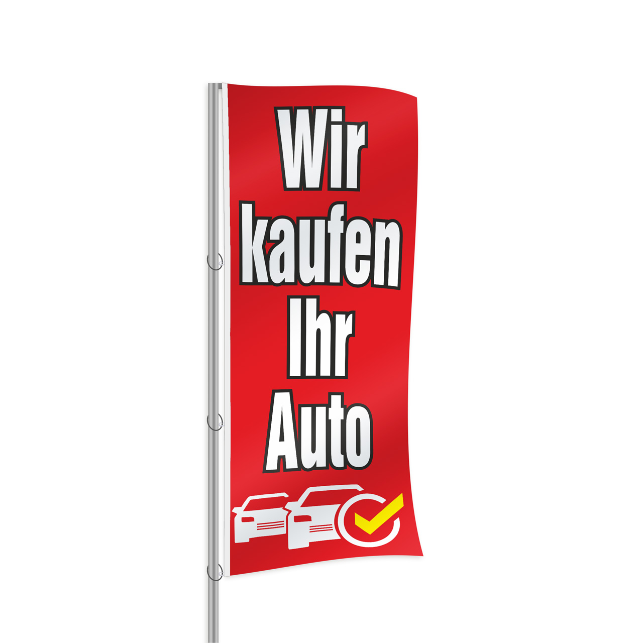 Wir kaufen Ihr Auto Fahne rot