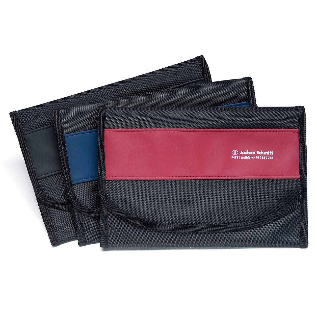 Vorschau: Wagenpapiertasche aus Nylon/Kunstleder mit farbigem Designstreifen