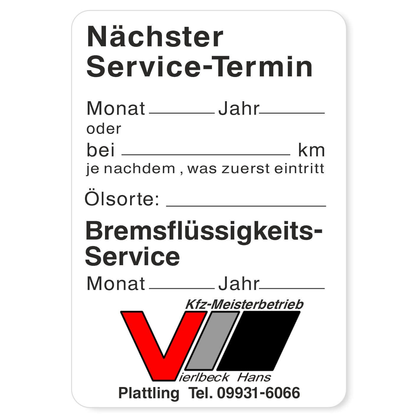 Nächster Service, Ölsorte, Bremsflüssigkeits-Service Beispiel 2