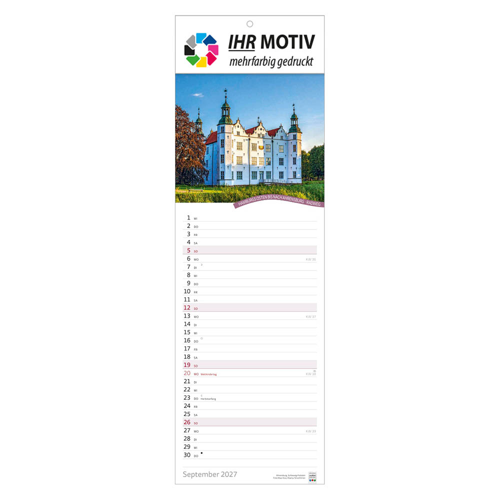 Streifenkalender Rad- und Wanderwege, Ausgabe 2027 Monat September